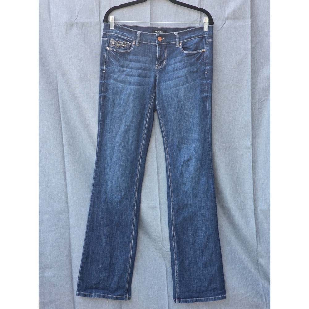 White House Black Market Noir Bootcut Jeans Dark Wash Embellished Size 6R